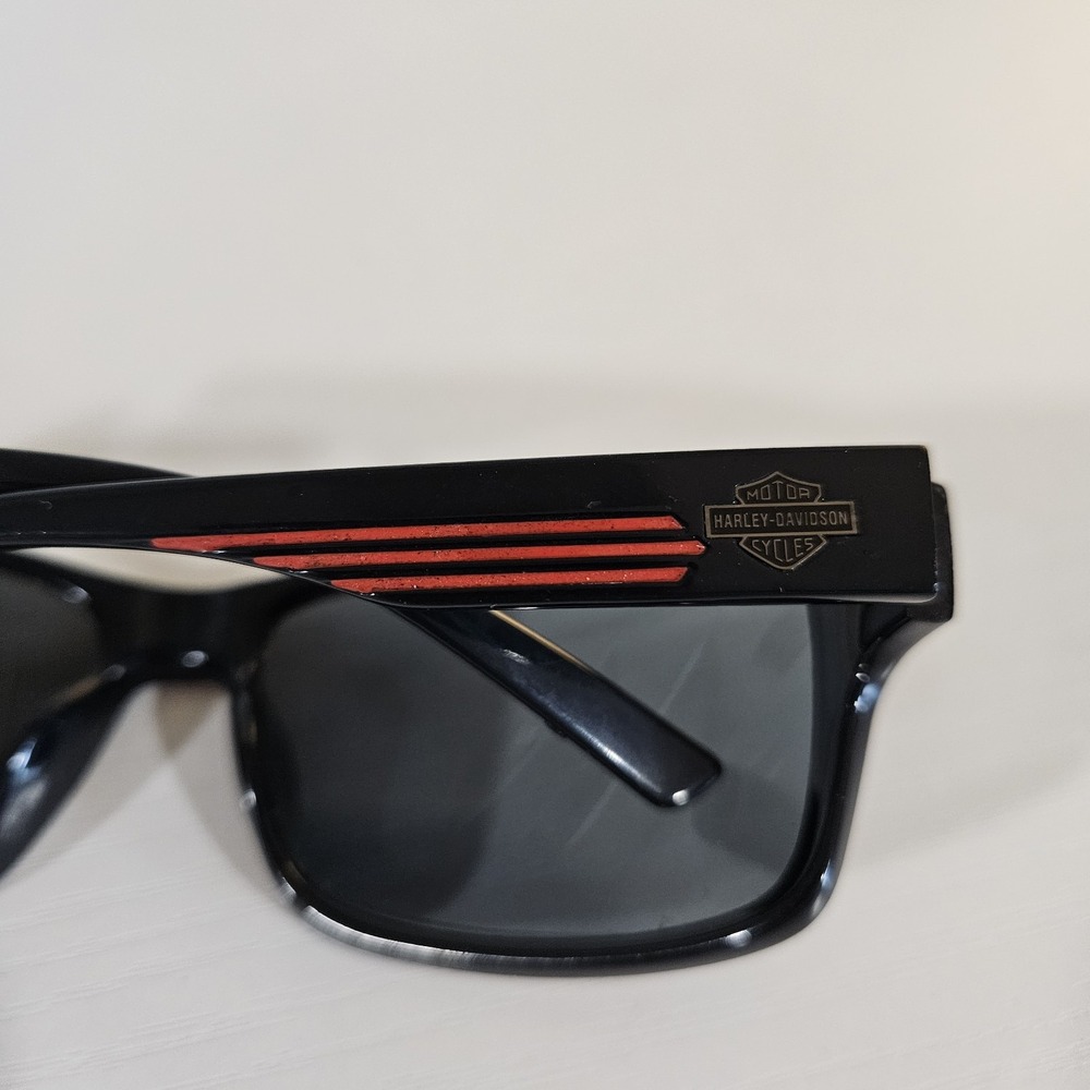 Harley-Davidson Men's Wrap Sunglasses HDX 882 Black w/ Red Stripe & Logo